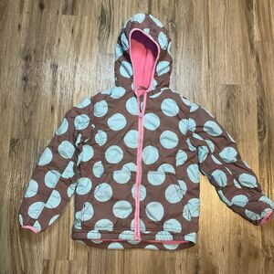 Mini Boden Polka Dot Winter Jacket Fleece Lined Hooded Coat Size 11-12Y‎